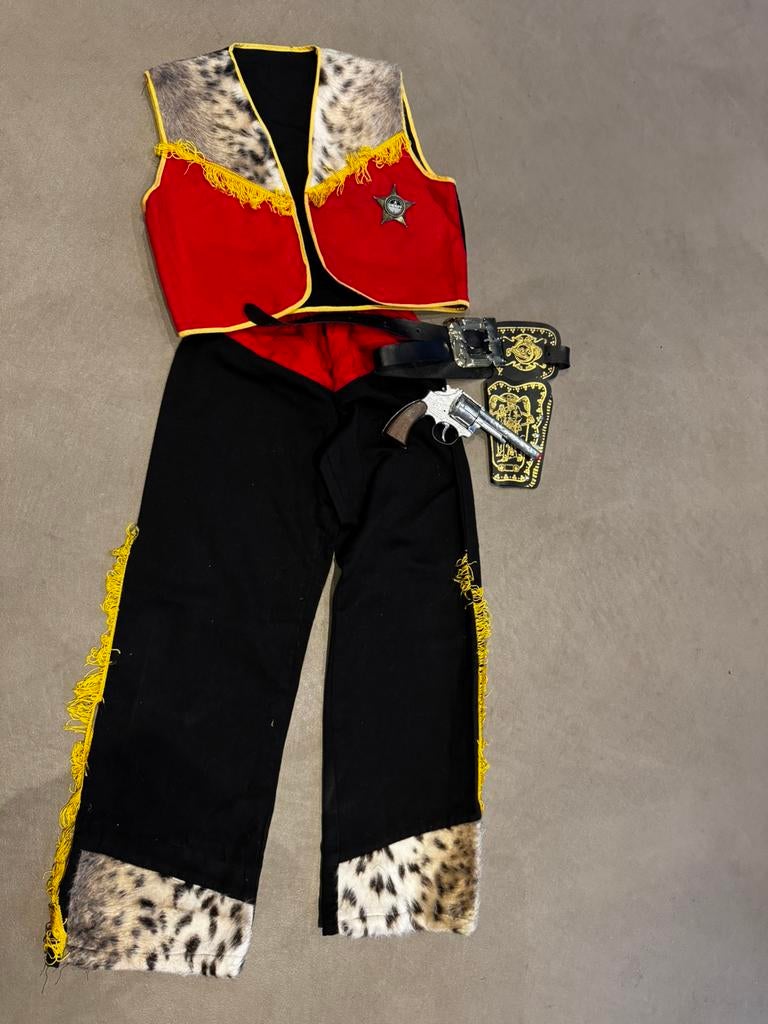 Cowboy pak maatje 152. Incl. Ster, holster + riem, pistool, Ophalen of Verzenden, Gebruikt, 146 t/m 152, Jongen