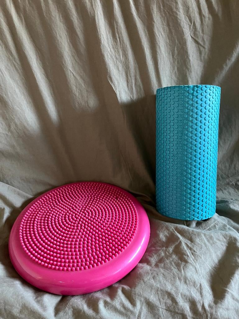 fitness balance board yoga foam roller nu met gratis boek, Ophalen of Verzenden, Zo goed als nieuw, Buik, Balansbord