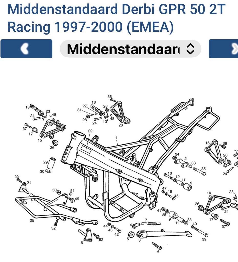 GEZOCHT! - derbi gpr racing frame 1997 - 2000 met KENTEKEN, Ophalen of Verzenden
