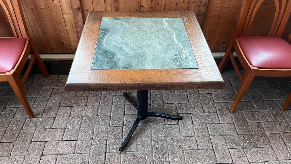 Houten tafels met natuursteen blad, Ophalen, Minder dan 55 cm, Gebruikt, 60 cm of meer