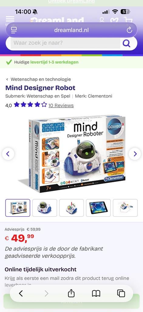 Mind Designer Robot - Programmeerplezier!, Ophalen of Verzenden, Zo goed als nieuw, Ontdekken, Met licht