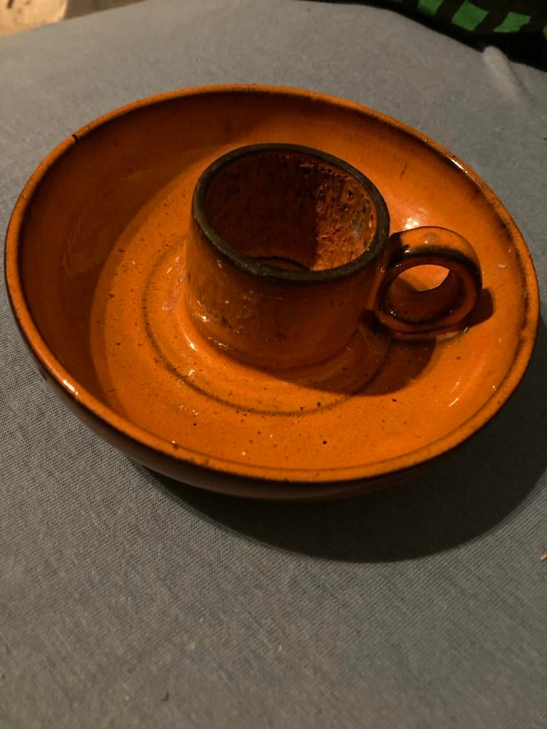 Vintage antiek Aardewerk Kaarsenhouder / Multifunctioneel, Ophalen of Verzenden, Keramiek of Aardewerk