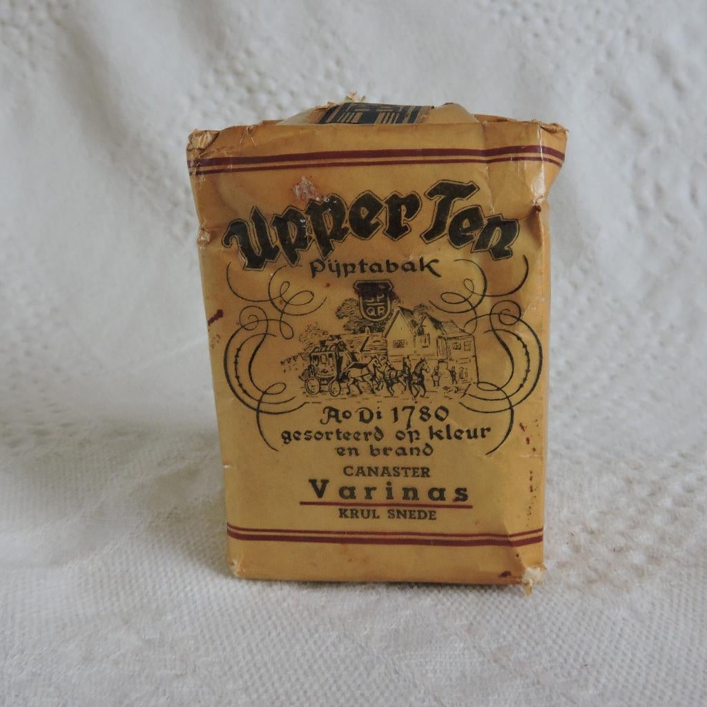Oud tabak Upper ten Pijptabak krulsnede Varinas, Ophalen of Verzenden, Nieuw, Tabaksdoos of Verpakking