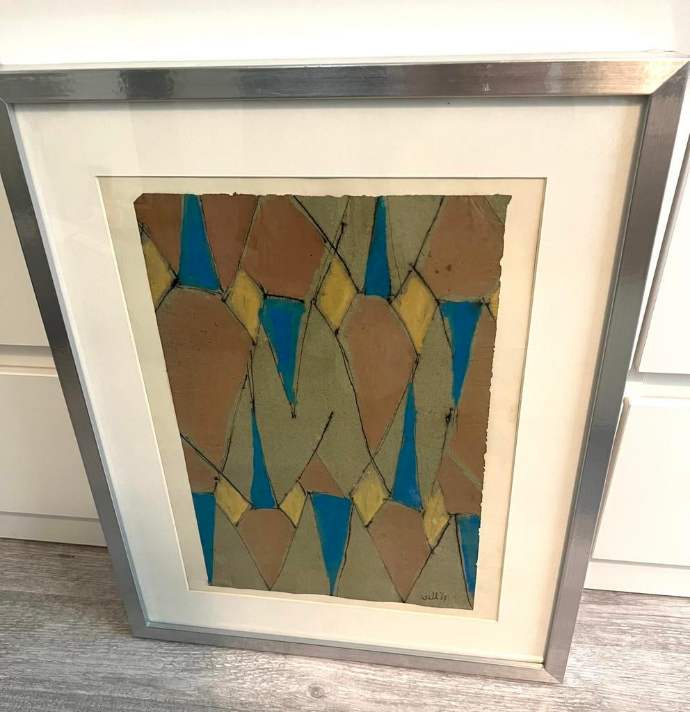 Will leewens schilderij lyrisch abstr. comp. Gem. Techniek, Antiek en Kunst, Ophalen of Verzenden