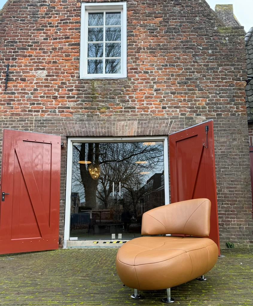 Leolux Kikko fauteuil/ chaise longue showmodel Noli leer, Ophalen, Nieuw, 75 tot 100 cm, Leer
