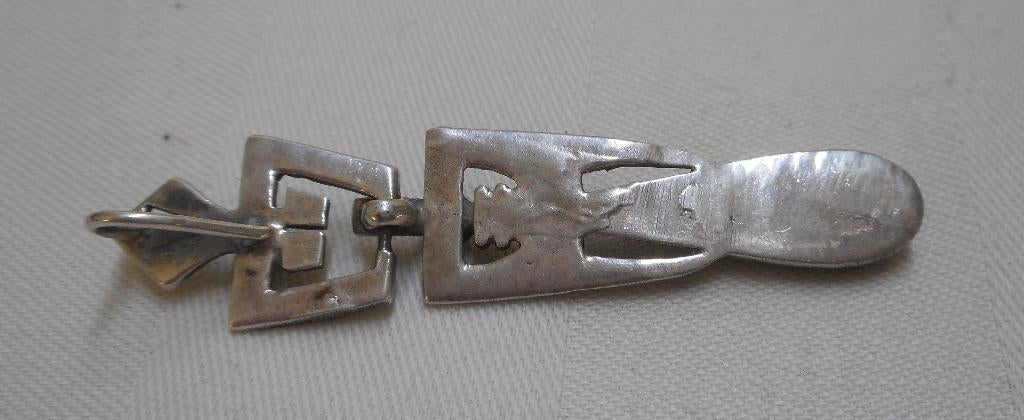 Zilveren Art Deco hanger met onyx en markasiet nr.705, Sieraden, Tassen en Uiterlijk, Antieke sieraden, Verzenden, Zilver, Hanger