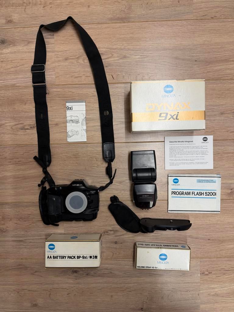 Minolta Dynax 9xi set met flitser en Cosina lens, Ophalen of Verzenden, Gebruikt, Spiegelreflex, Minolta