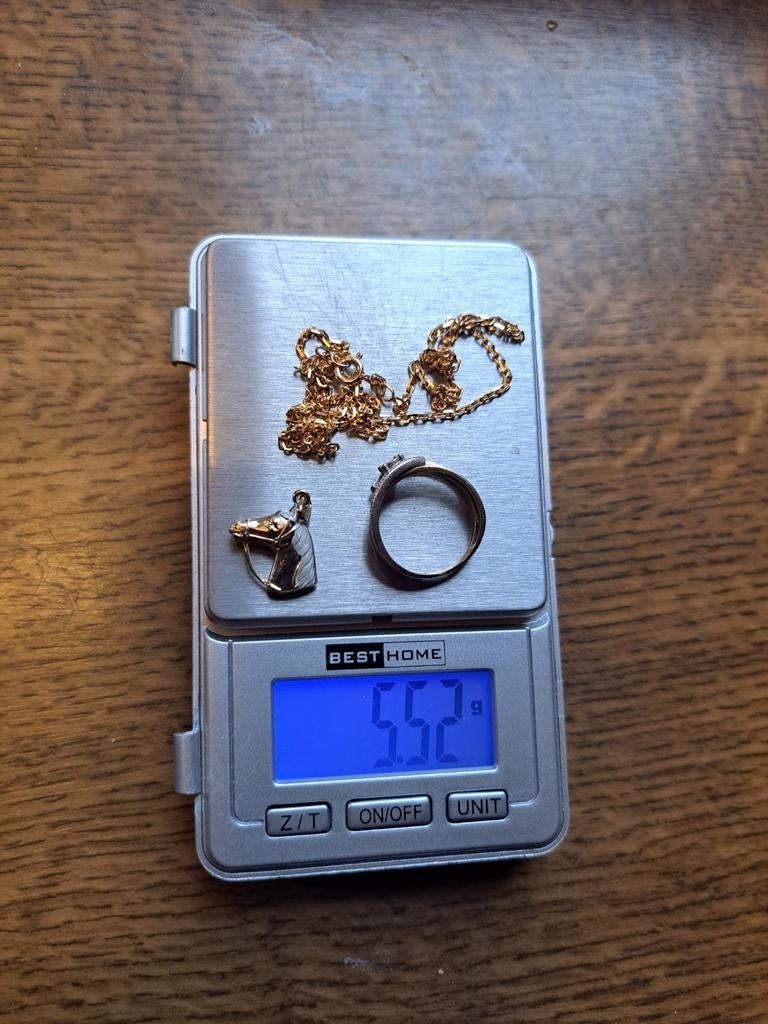 9 karaat gouden ketting hanger ring, Ophalen of Verzenden, Goud