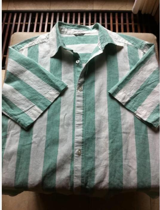 Heren overhemd Hema mt L groen/wit, Hema, Overige kleuren, Ophalen of Verzenden, Zo goed als nieuw