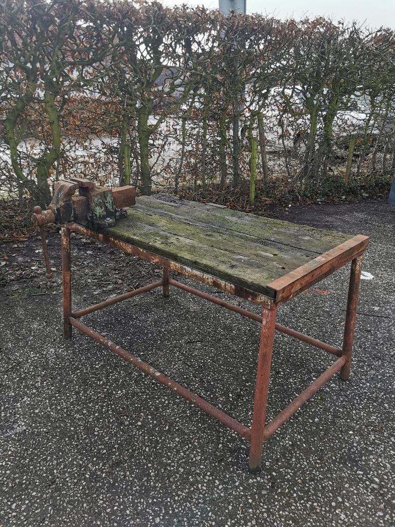 Oude industriële werkbank, Antiek en Kunst, Curiosa en Brocante, Ophalen