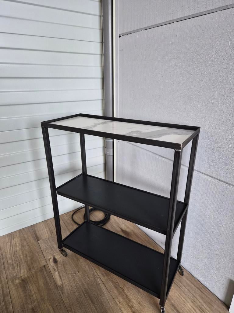 Stijlvolle trolley met marmeren blad, Huis en Inrichting, Barren, Gebruikt, Ophalen