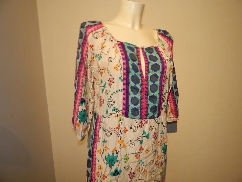 Antik Batik Ibiza styl jurk felle kleuren print zijde 40/m, Kleding | Dames, Jurken, Maat 38/40 (M), Overige kleuren, Verzenden