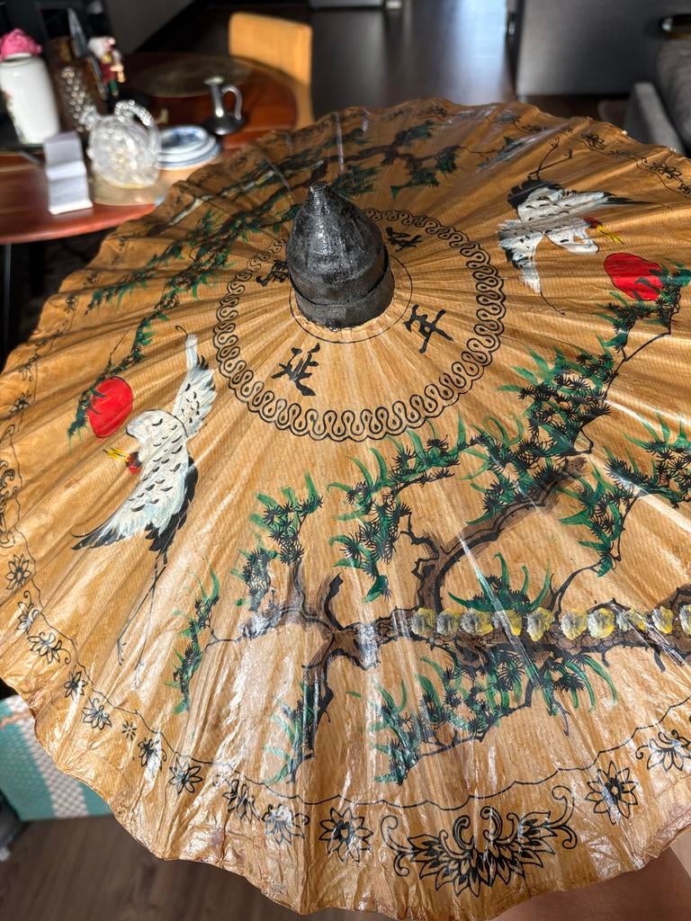 Japanse bamboe parasol met kraanvogels, Ophalen of Verzenden