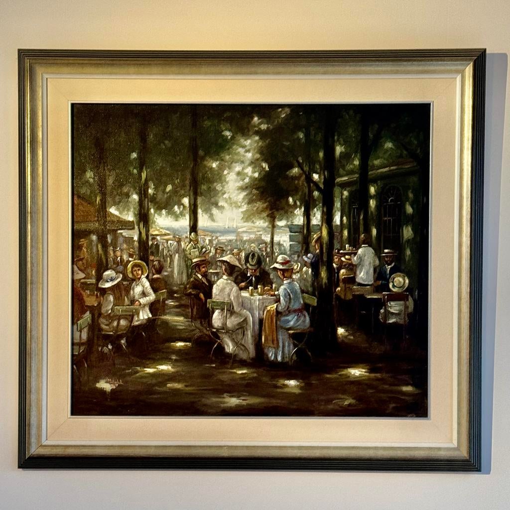 Schilderij van Frans terras in het park, Peter van Berkel, Ophalen of Verzenden