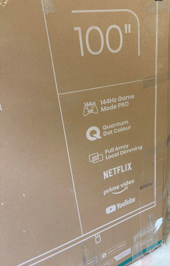 Hisense 100E7NQ PRO, QLED, 50 Hz, Zo goed als nieuw, 100 cm of meer