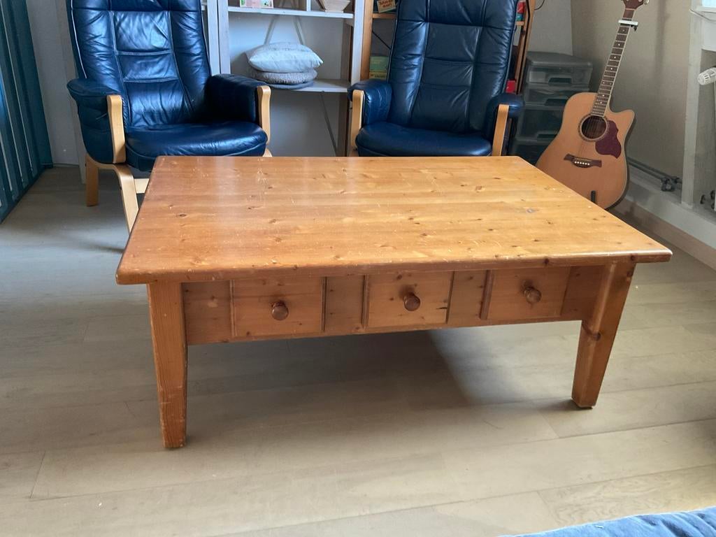 Grenen salontafel, Ophalen, 100 tot 150 cm, 50 tot 100 cm, Zo goed als nieuw
