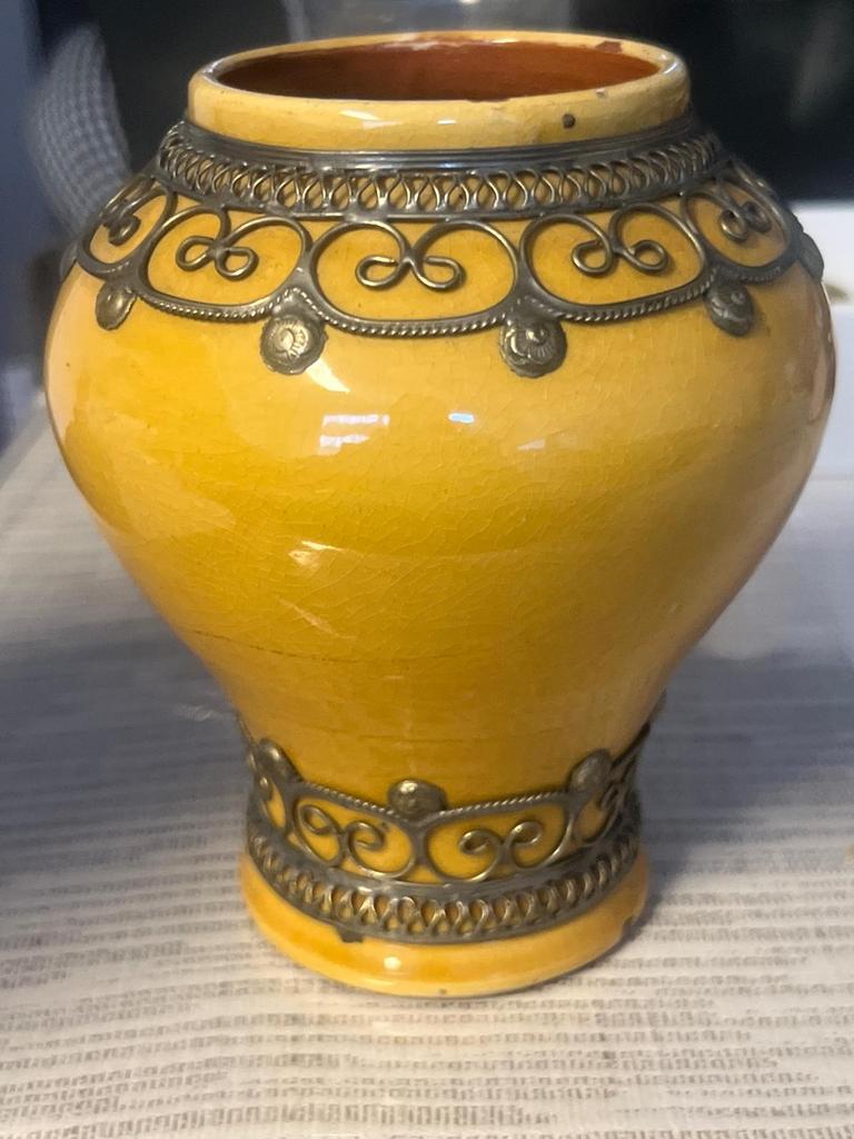 Vintage Marokkaanse vaas uit Safi – keramiek met tinnen, Ophalen