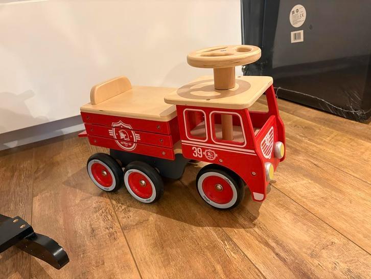 Vilac Loopauto Brandweerwagen - Houten Speelgoed, Ophalen, Gebruikt, Rij- of Hobbelspeelgoed