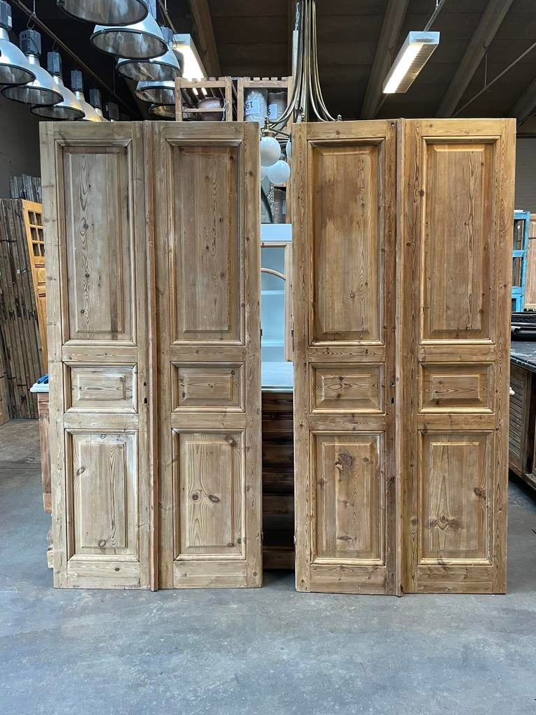 Authentieke sets antieke paneeldeuren ,geloogd., 100 tot 120 cm, Gebruikt, 215 cm of meer, Binnendeur