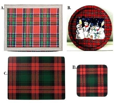 Dienblad, laptray, placemats, onderzetters ruit tartan, Verzenden, Nieuw, Overige vormen, Overige materialen