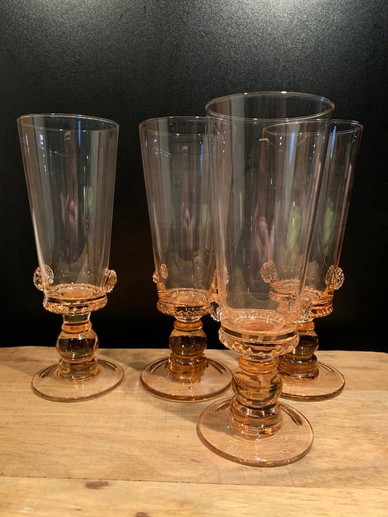 4 zalm roze champagne glazen Riviera Maison, Ophalen of Verzenden, Gebruikt, Overige typen