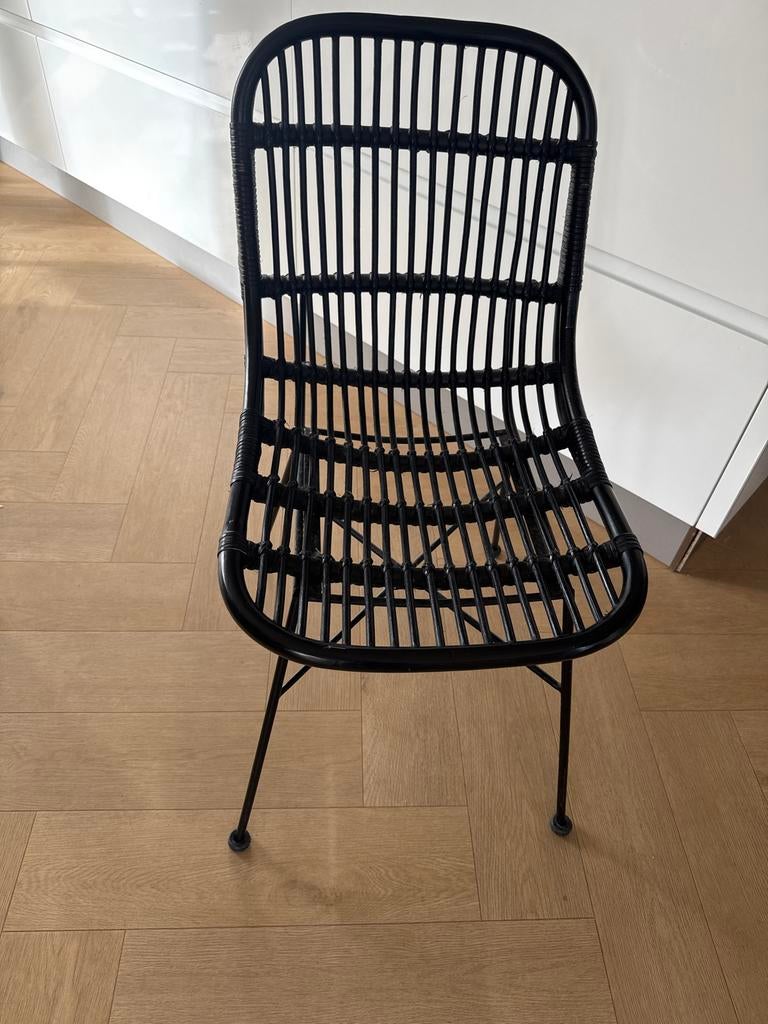 Zwarte rotan stoel, Ophalen, Gebruikt, Zwart, Riet of Rotan