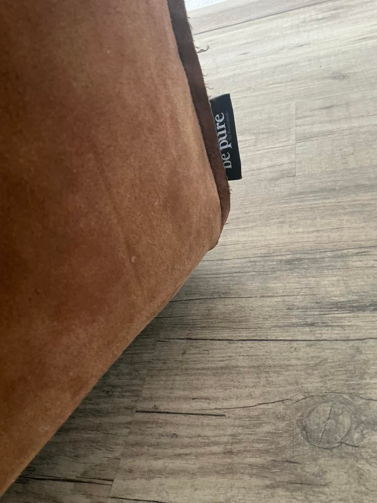 Be Pure poef / hocker - bruin leer, Ophalen, Gebruikt, 100 tot 125 cm, Leer