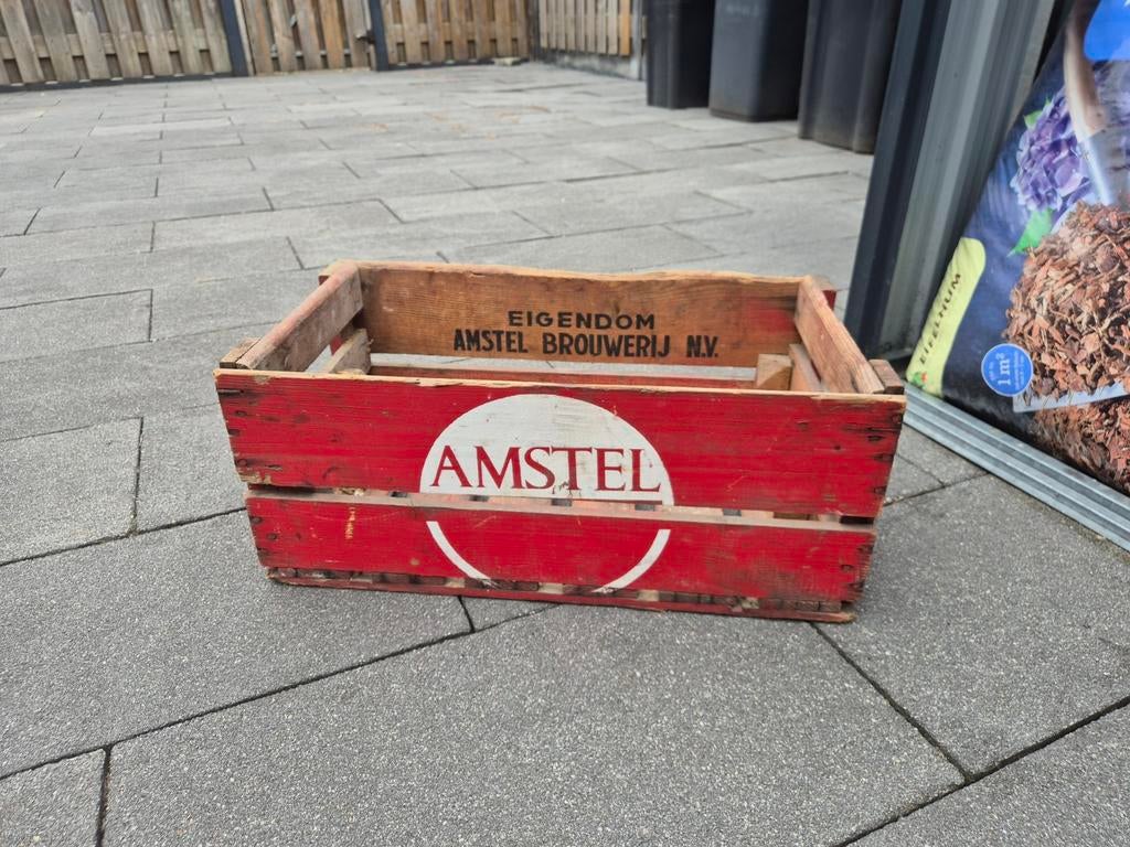 Vintage Amstel houten bierkrat - Decoratief en functioneel, Ophalen, Gebruikt, Overige typen, Amstel