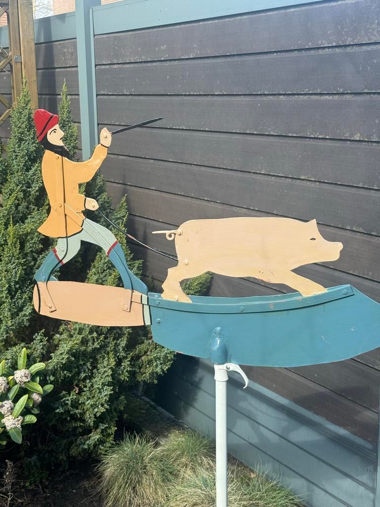 Unieke windwijzer: Man met varken, Ophalen, Gebruikt