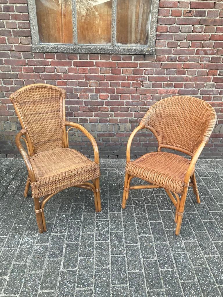 2 rieten stoelen, in nette staat, Tuin en Terras, Tuinstoelen, Ophalen, Gebruikt, Wicker