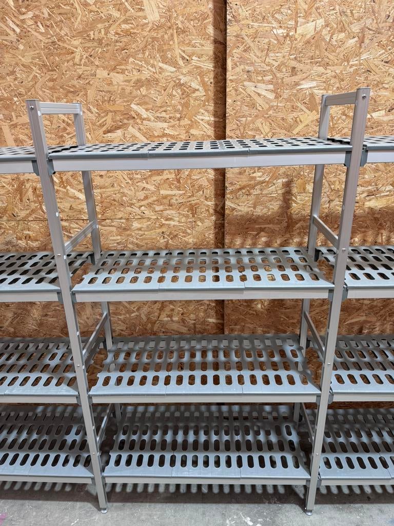 G-line aluminium/kunststof stellingen, Ophalen, Gebruikt