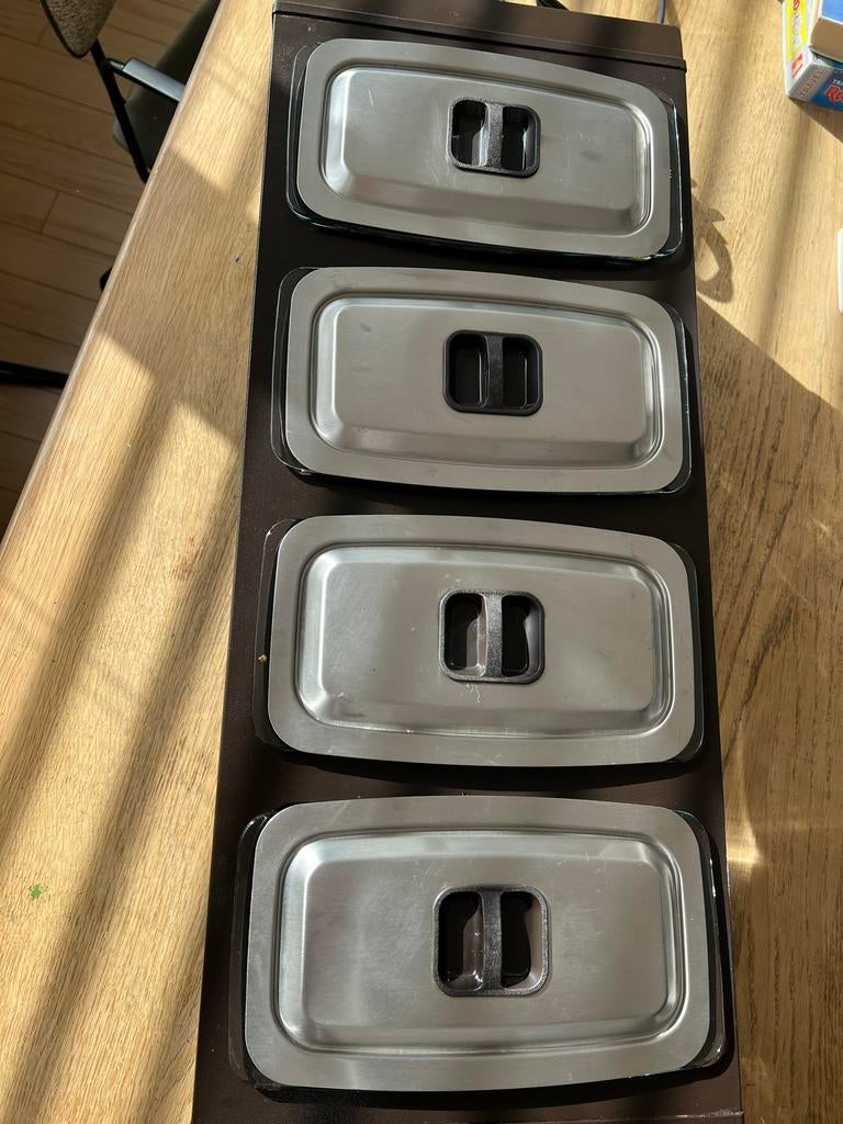 Philips Hostess Warmhoudplaat met 4 Glazen Schalen, Ophalen, Metaal, Overige typen, Gebruikt