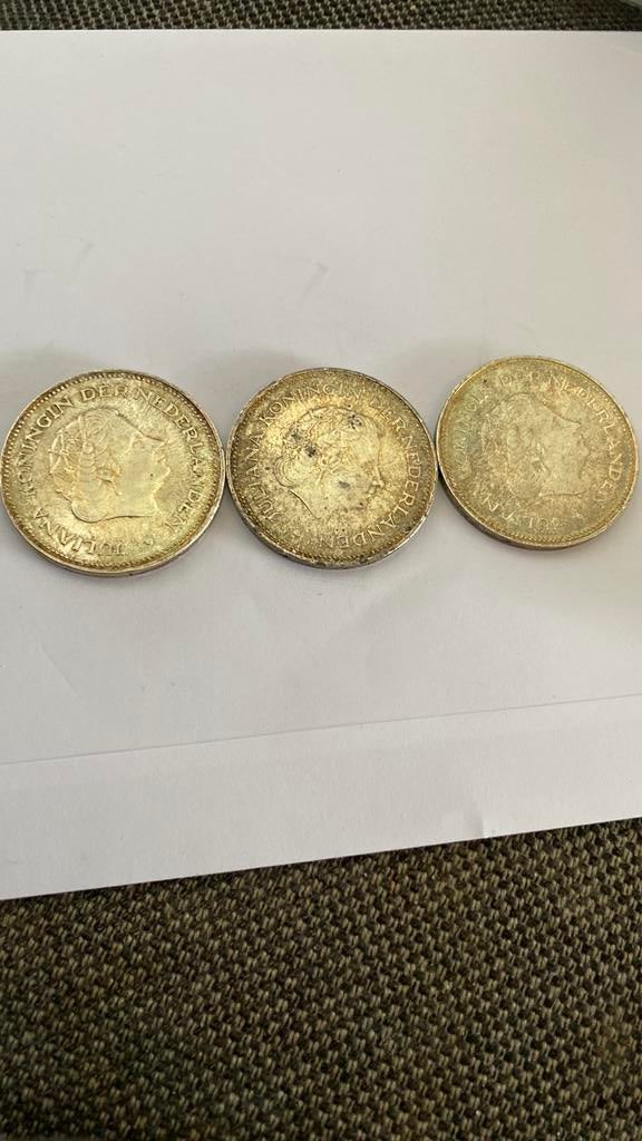 3x 10 gulden 1970 Juliana zilver, Ophalen of Verzenden, Zilver