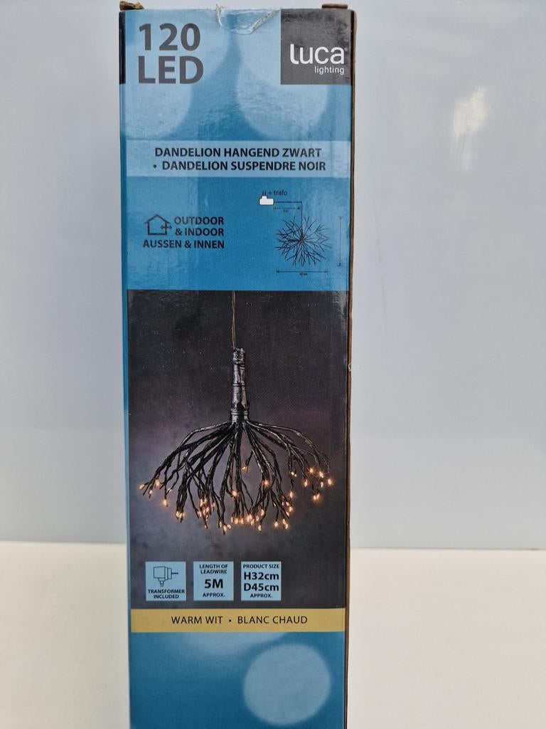 Luca Lighting Dandelion Hangend Zwart 120 LED Warm Wit, Modern, Decoratief, Kerst, Nieuw, Ophalen of Verzenden, Minder dan 50 cm