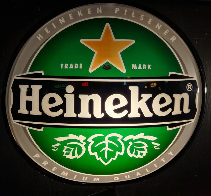 Heineken Bier lichtbakschaal met verlichting ø 81 cm FH5917, Verzamelen, Biermerken, Ophalen, Zo goed als nieuw, Reclamebord, Plaat of Schild