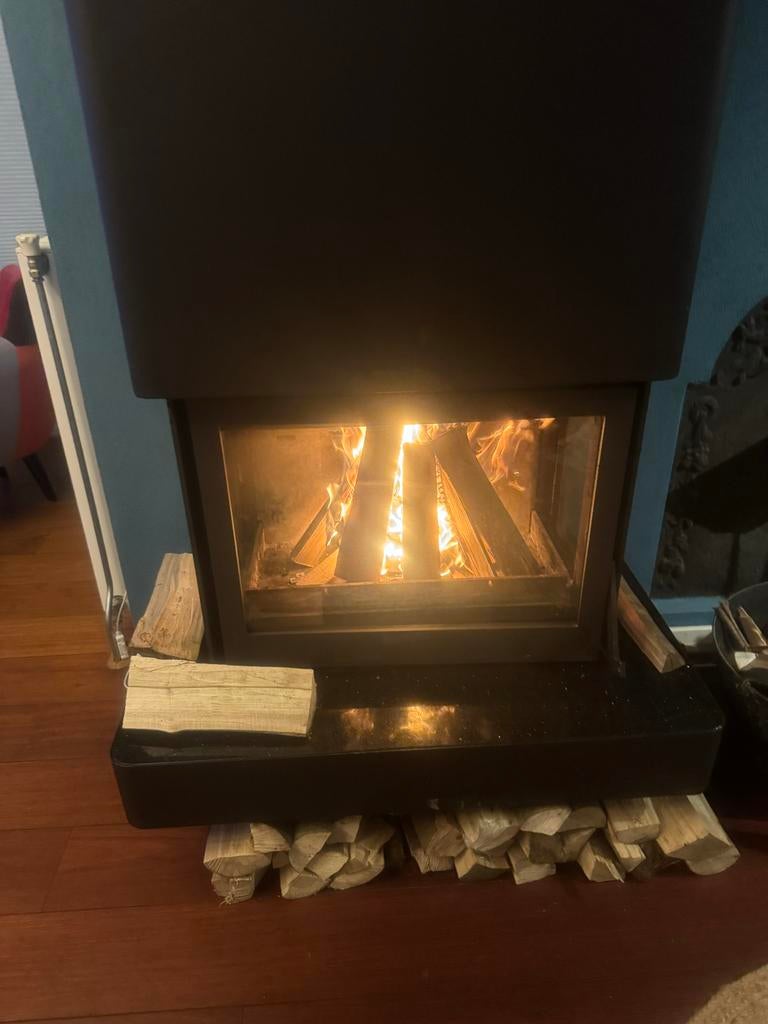 Barbas Unilux-6 270 Three-sided Houtkachel, Huis en Inrichting, Ophalen, Gebruikt, Houtkachel, Inbouw