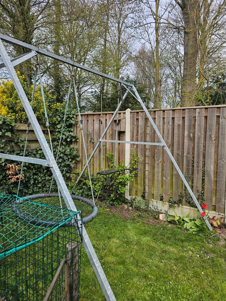 Schommel 2 plekken, verzinkt, 240x240x300cm incl. vogelnest, Kinderen en Baby's, Speelgoed | Buiten | Speeltoestellen, Gebruikt