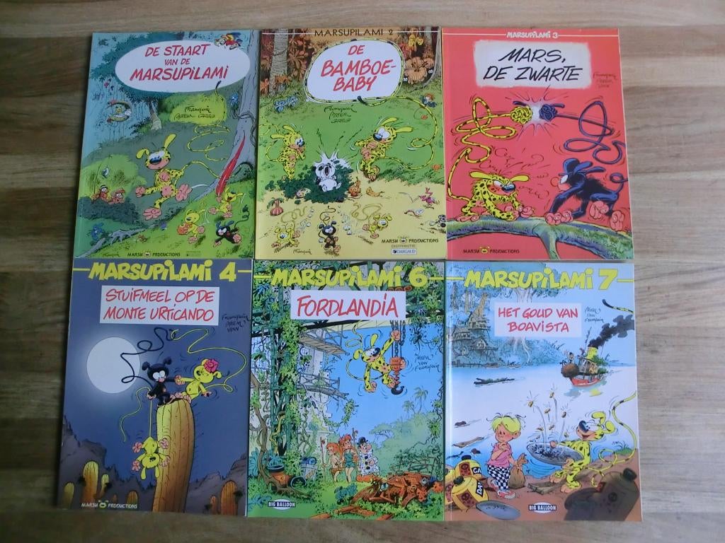6 stripboeken uit de reeks van Marsupilami, Meerdere stripboeken, Ophalen of Verzenden, Gelezen