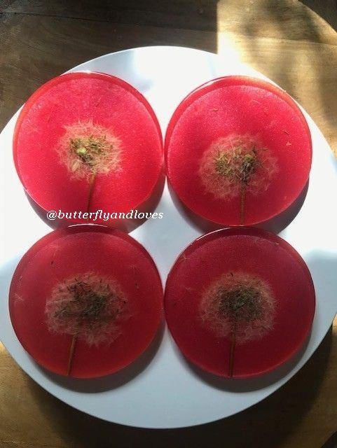 Prachtige onderzetters met paardenbloem pluisjes Handgemaakt, Ophalen, Nieuw, Glas of Kopje