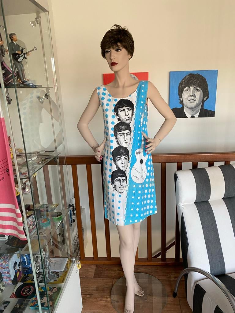 Vintage Beatles Jurk - Stoomweverij de Nijverheid 1964, Wit, Ophalen of Verzenden, Maat 34 (XS) of kleiner, Gedragen