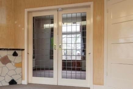 Ensuite deuren met glas in lood jaren '30 - Schuifdeuren, Doe-het-zelf en Verbouw, Deuren en Horren, Ophalen, Gebruikt, 80 tot 100 cm