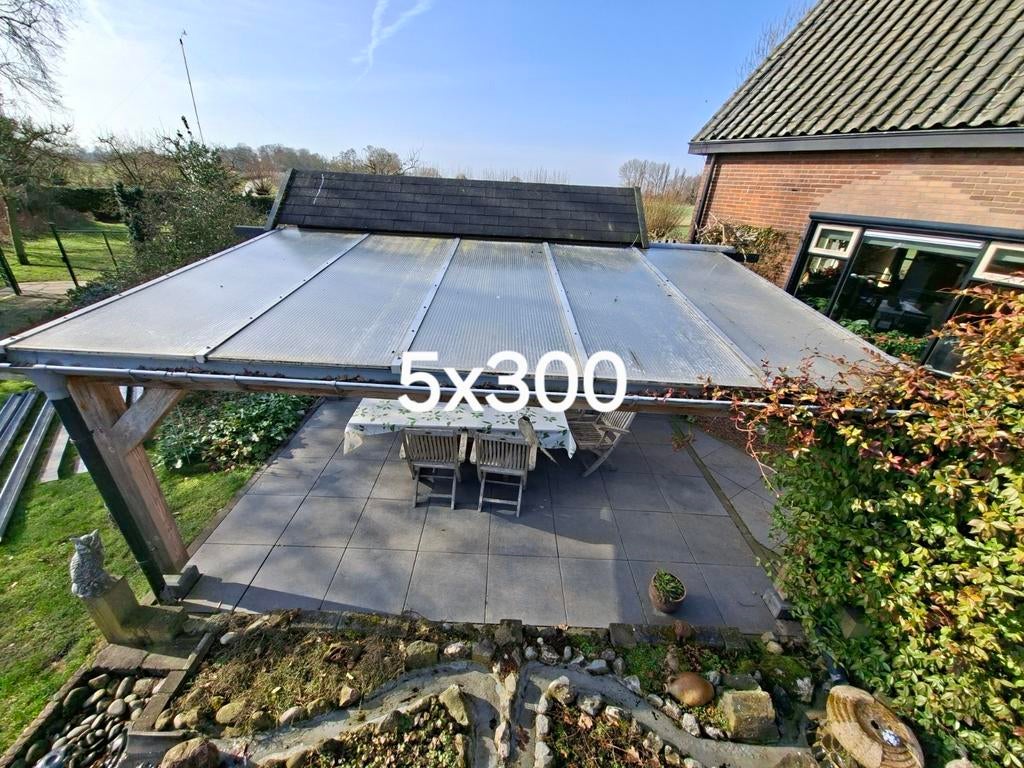Terras overkapping 5x3 meter, Tuin en Terras, Ophalen, Gebruikt, 150 tot 300 cm, 250 cm tot 450 cm