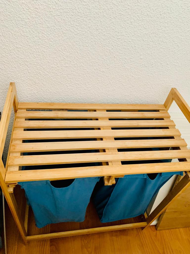 IKEA Molger spiegel en wasmand hout badkamer, (Half)hoge kast, Minder dan 50 cm, Ophalen of Verzenden, Zo goed als nieuw