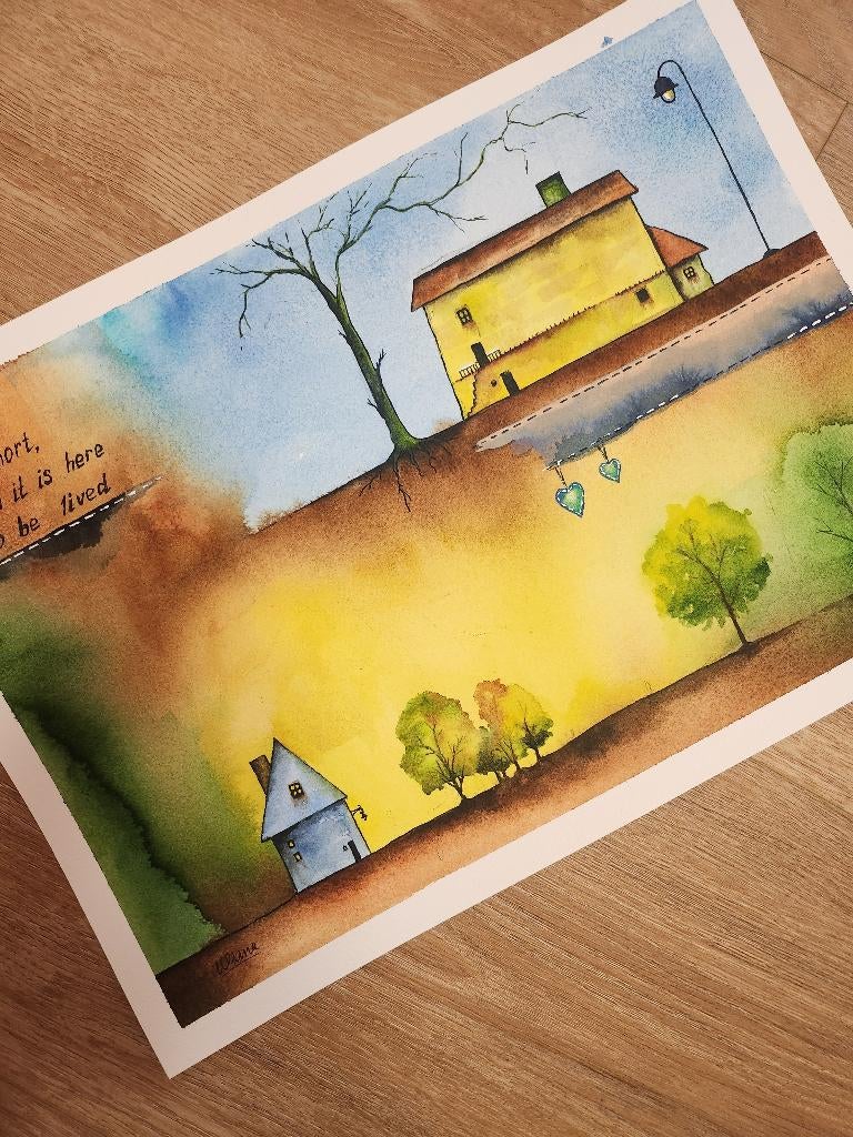 Original watercolour painting, Hobby en Vrije tijd, Schilderen, Ophalen of Verzenden, Nieuw, Waterverf