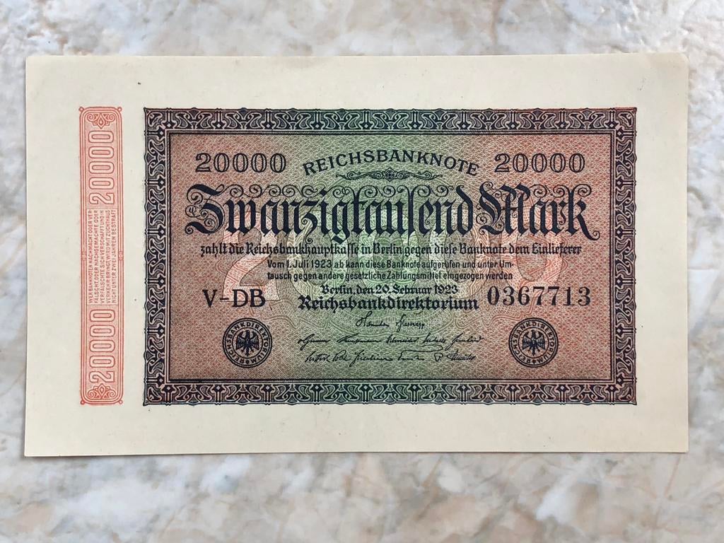 20000 mark 1923, Duitsland., Postzegels en Munten, Bankbiljetten | Europa | Niet-Eurobiljetten, Verzenden, Duitsland, Los biljet