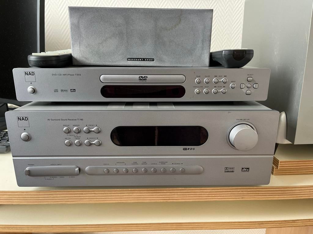 NAD T 513 DVD/CD/MP3 speler, T 743 Receiver en Subwoofer, Ophalen, Gebruikt, Overige systemen, Overige merken