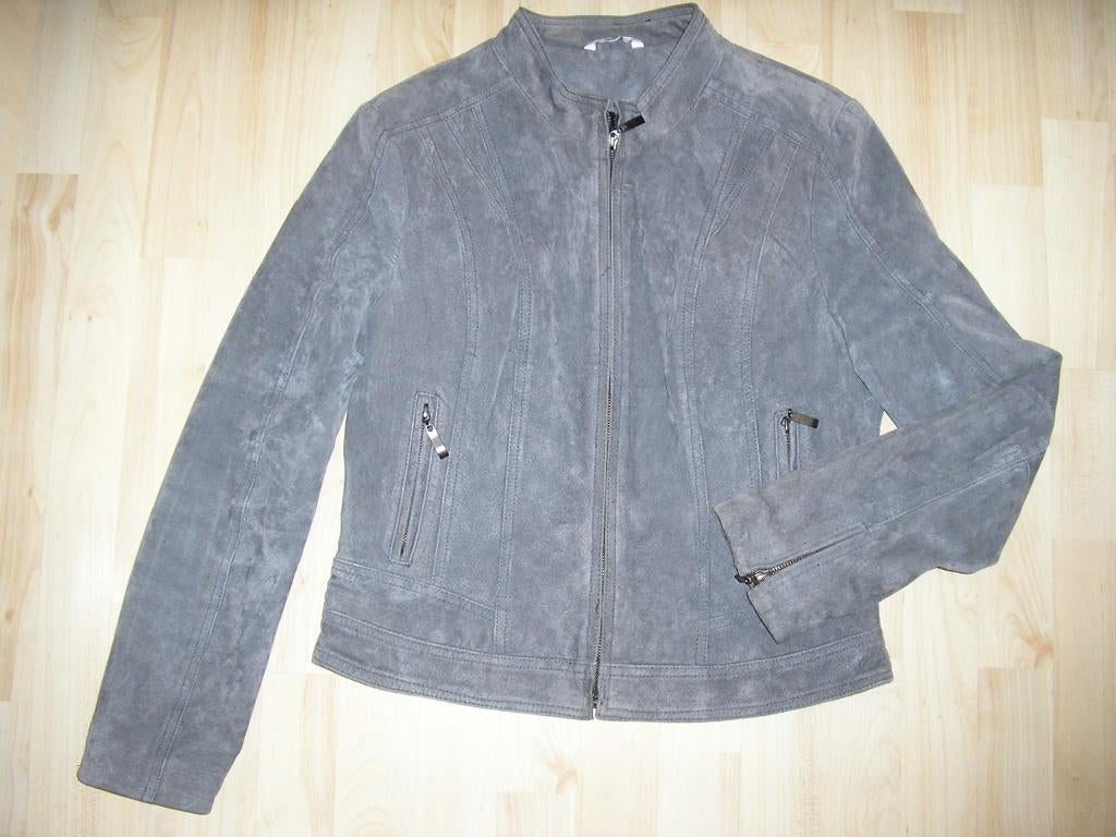 Suede leren jasje van HEMA maat L, Maat 42/44 (L), Ophalen of Verzenden, Zo goed als nieuw, Grijs