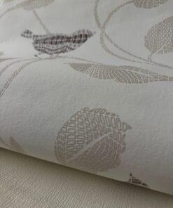 Vogels & Bladeren Behang Taupe – Rasch 721744, Ophalen of Verzenden, Minder dan 10 m², Beige