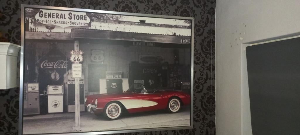 Grote poster corvette in lijst, Auto diversen, Autoradio's, Ophalen of Verzenden