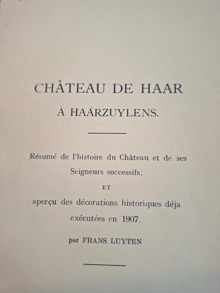 Chateau de Haar, a Haarzuylens, in frans, Ophalen of Verzenden